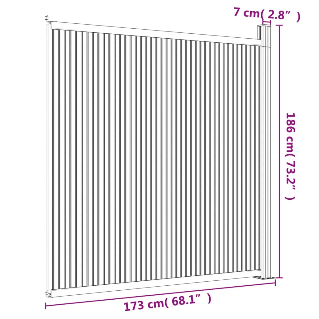 vidaXL Painel de vedação WPC 173x186 cm cinza