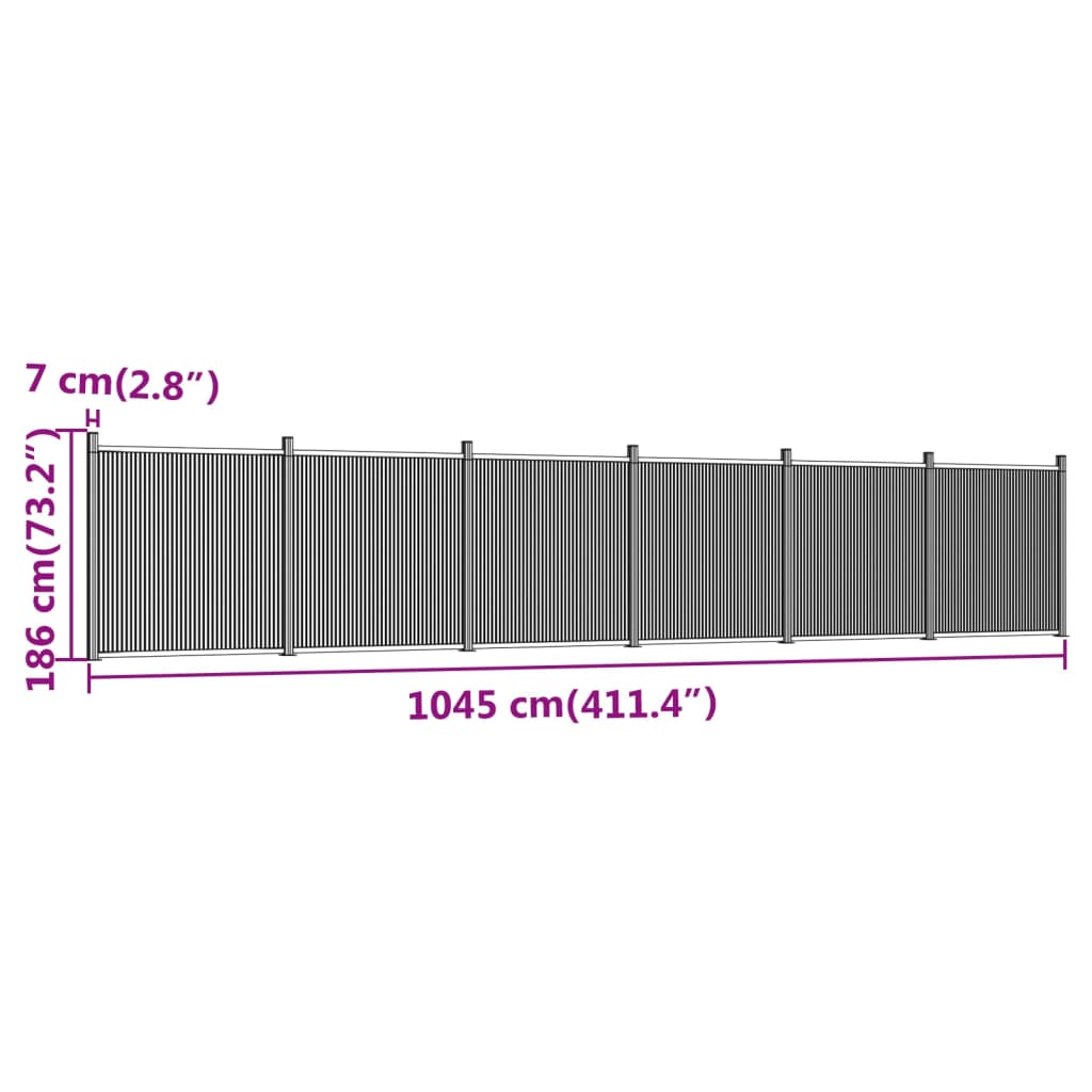 vidaXL Painel de vedação 1045x186 cm WPC castanho