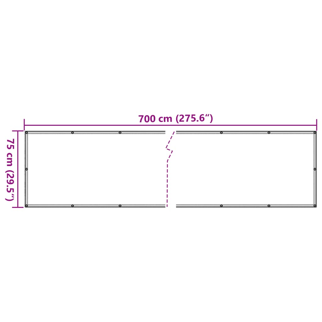 vidaXL Tela de privacidade p/ jardim aspeto pedra 700x75 cm PVC cinza