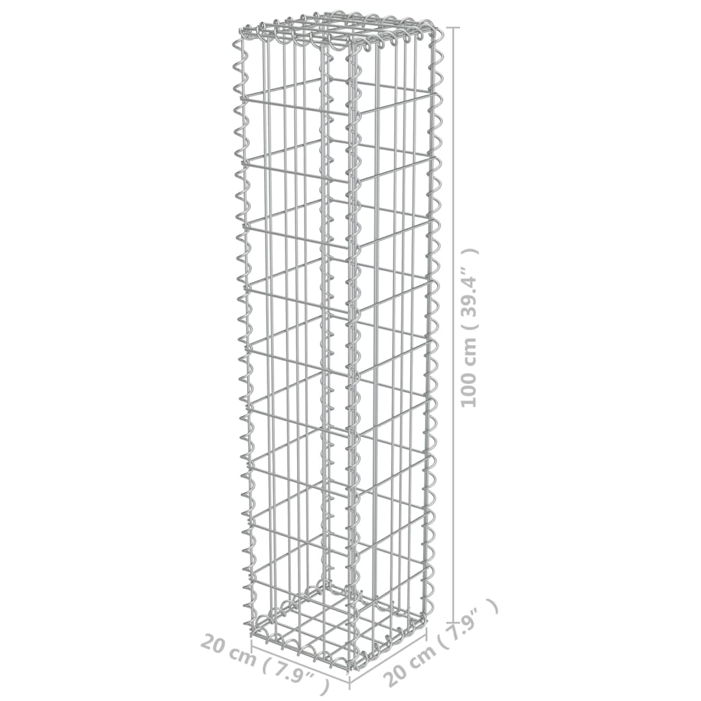 vidaXL Muro gabião com tampas aço galvanizado 20x20x100 cm