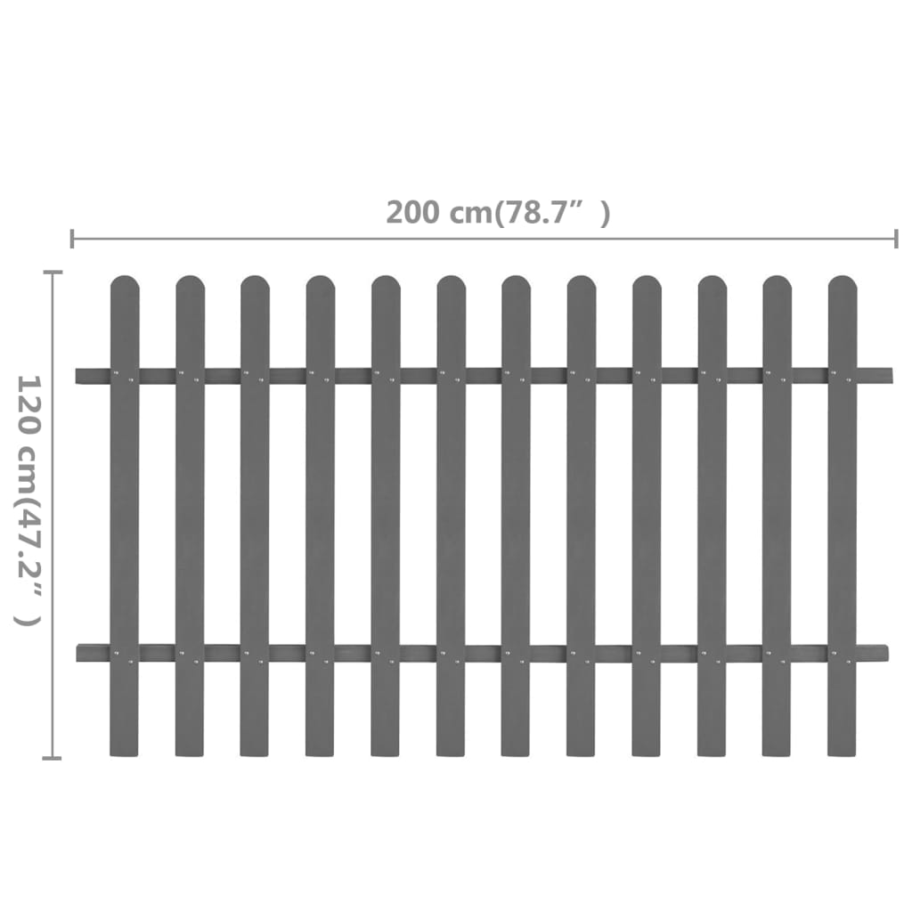 vidaXL Cerca de estacas em WPC 200x120 cm