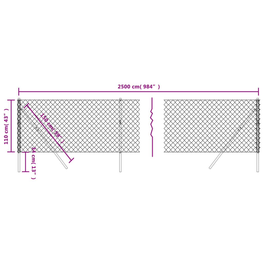 vidaXL Cerca de arame 1,1x25 m verde