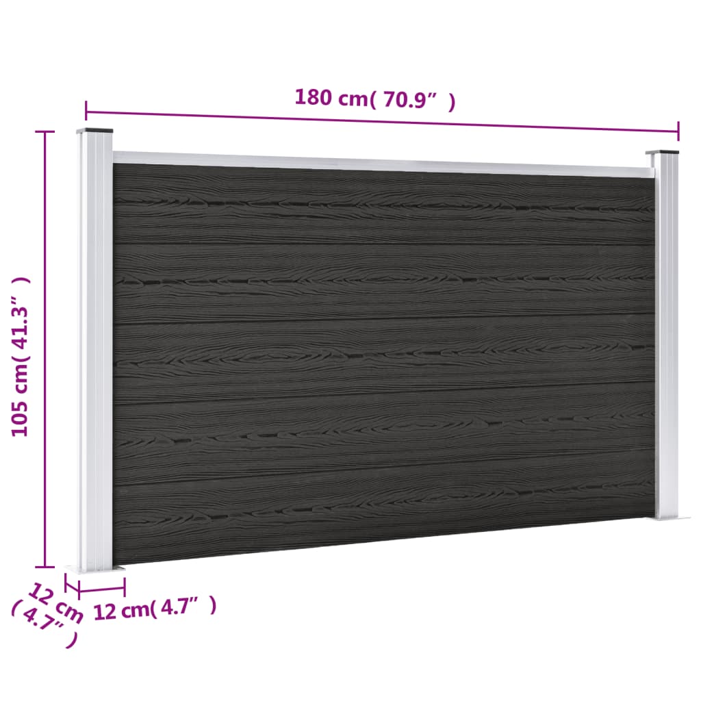 vidaXL Painel de vedação para jardim 180x105 cm WPC cinzento