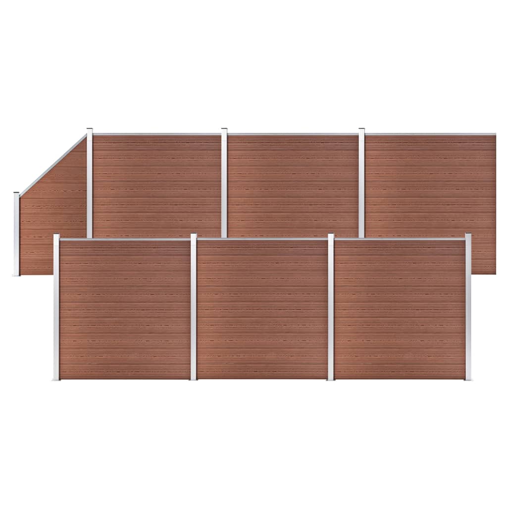 vidaXL Painel vedação WPC 6 quadrados+1 inclinado 1138x186cm castanho