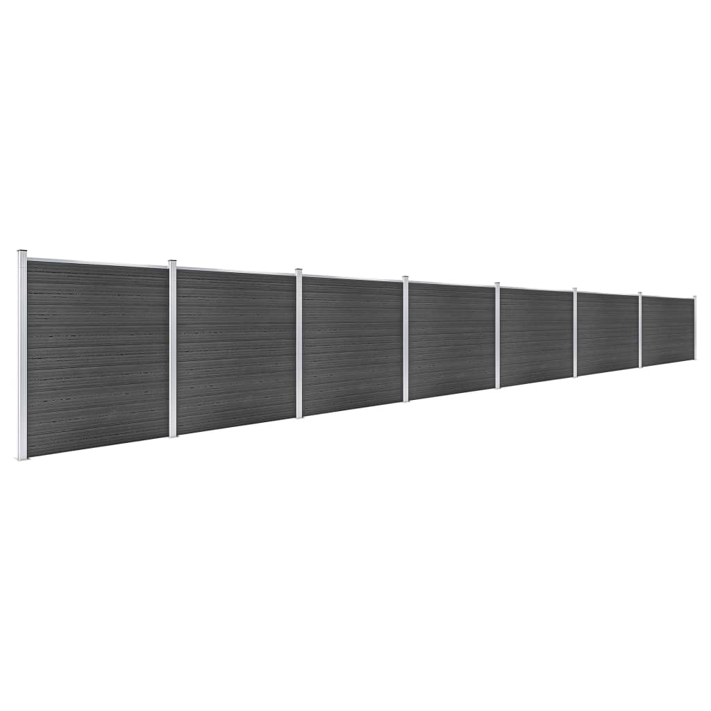 vidaXL Conjunto de painel de vedação WPC 1218x186 cm preto