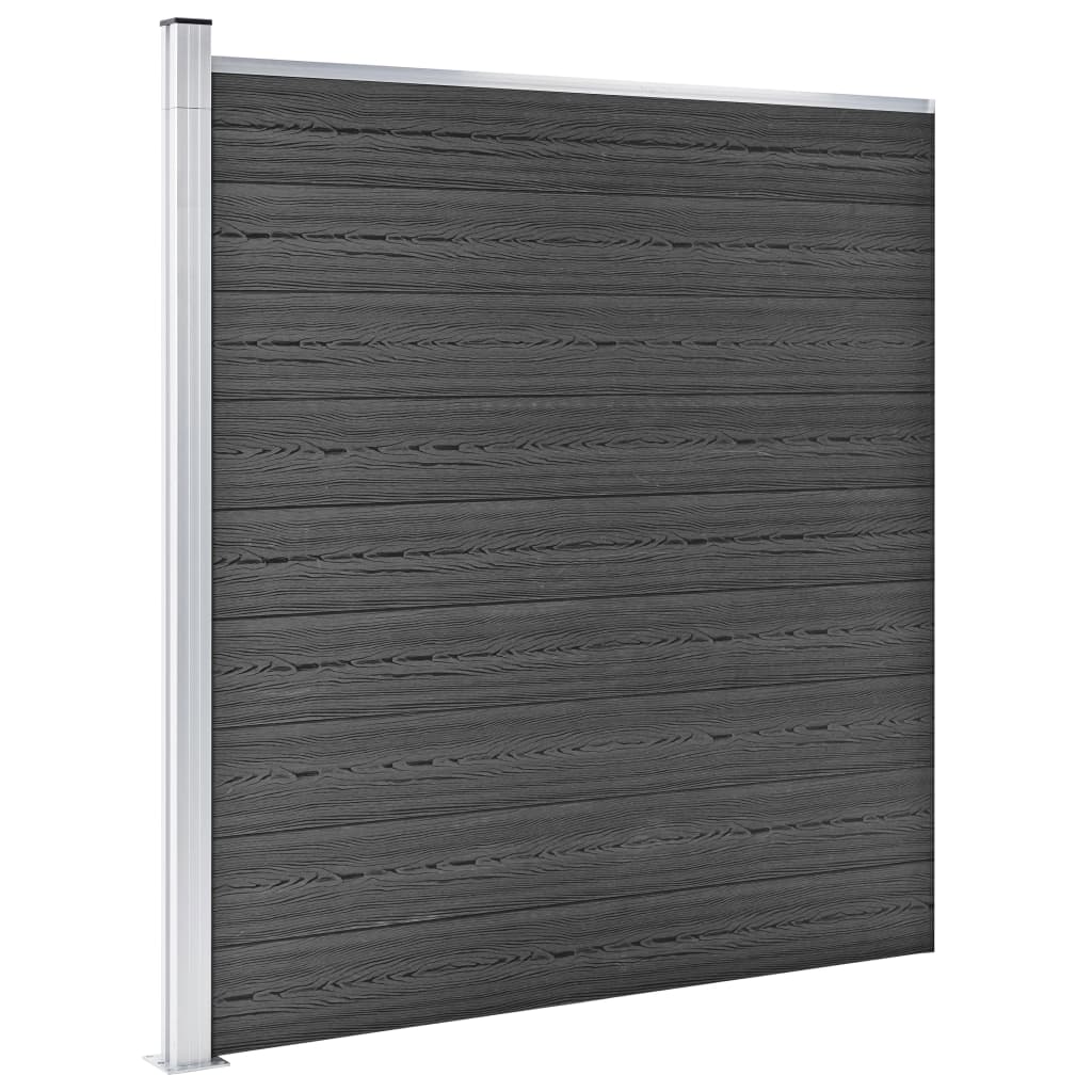 vidaXL Conjunto de painel de vedação WPC 1218x186 cm preto