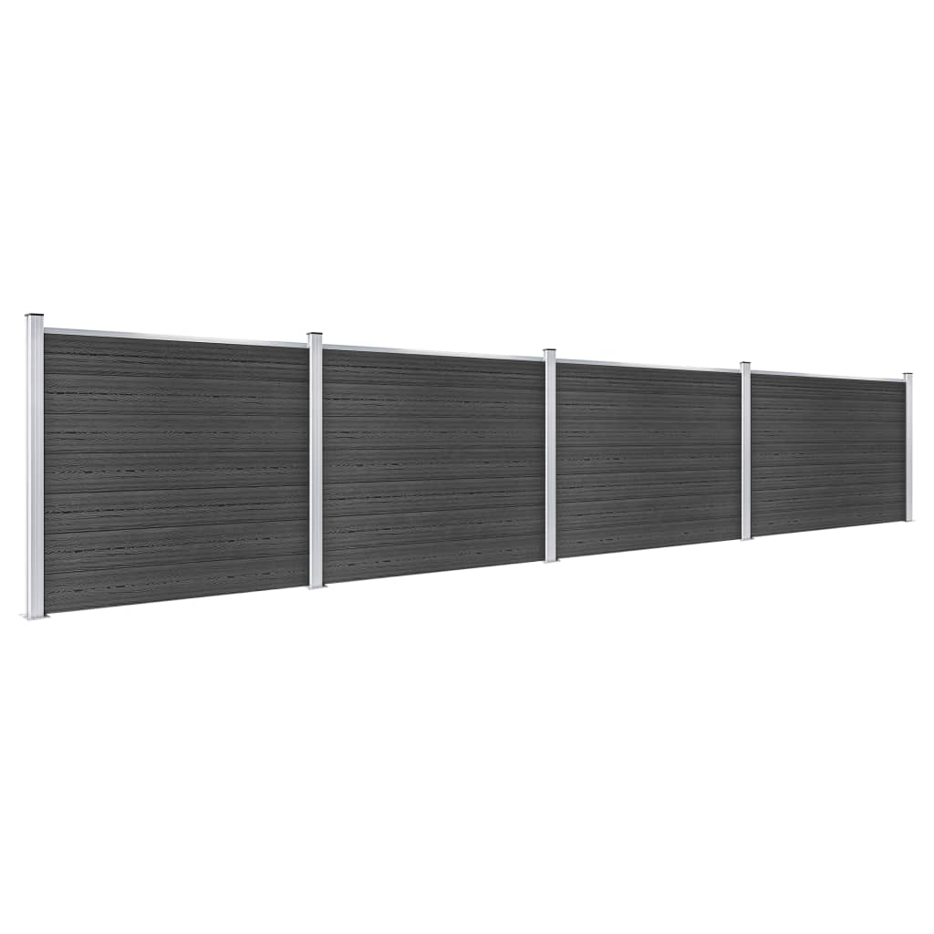 vidaXL Conjunto painel de cerca 699x146 cm WPC cinzento