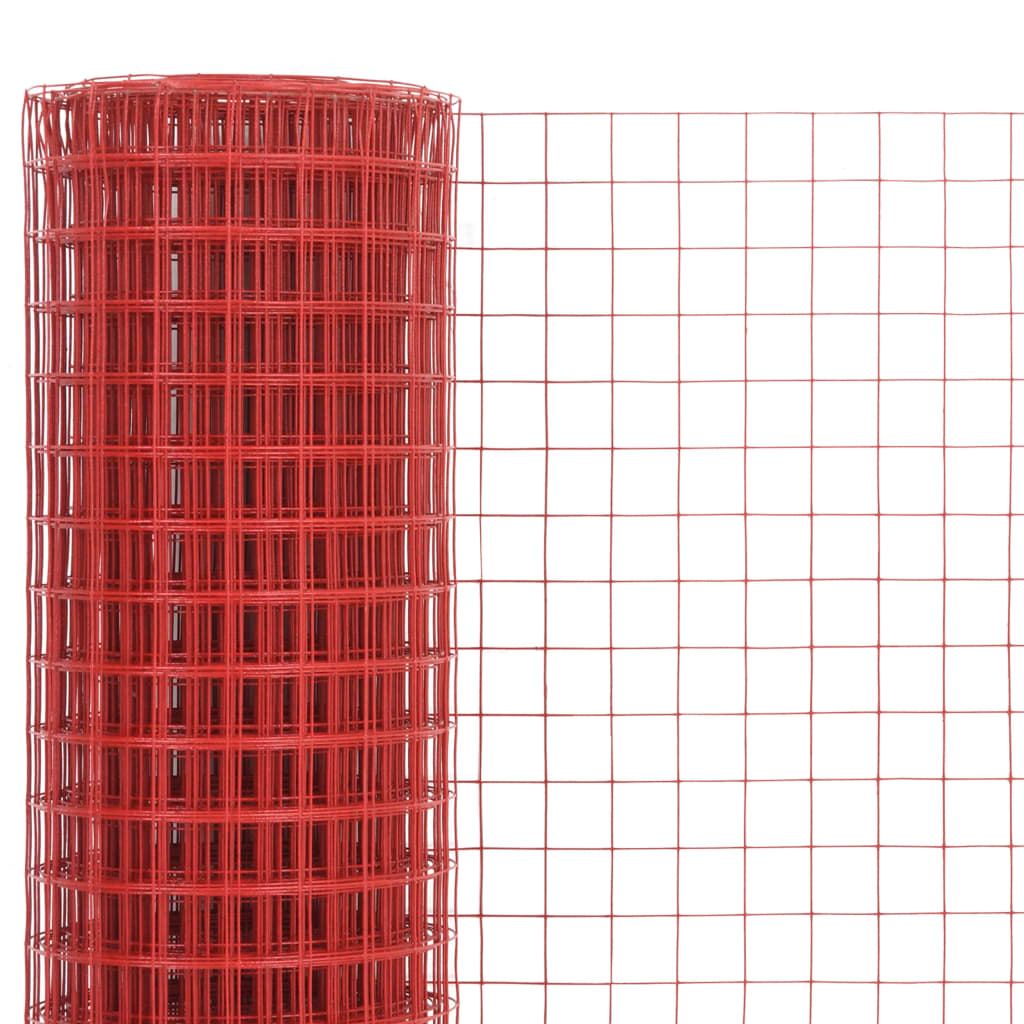 vidaXL Cerca arame galinheiro 25x1,5m aço c/ revestimento PVC vermelho