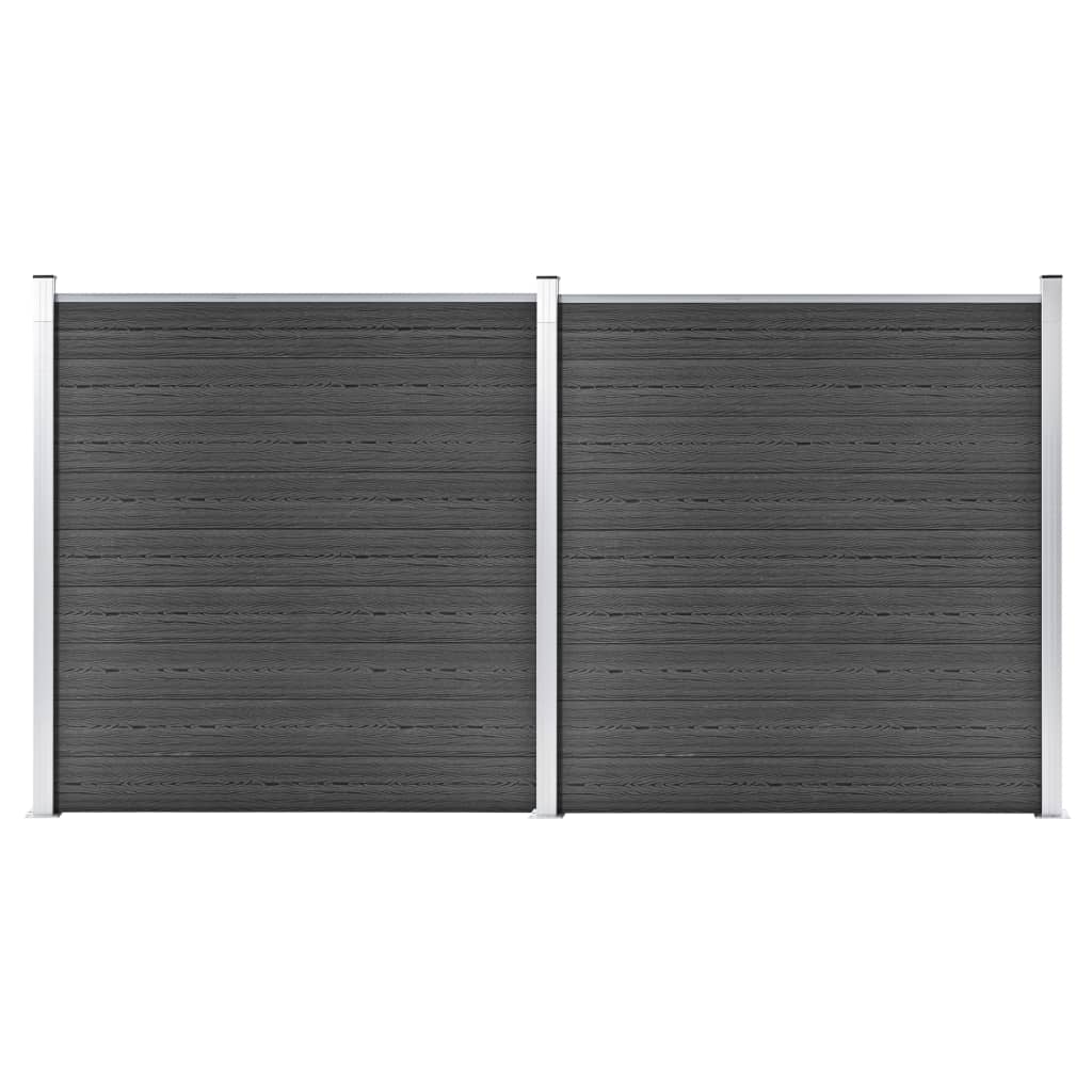 vidaXL Conjunto de painel de vedação WPC 353x186 cm preto