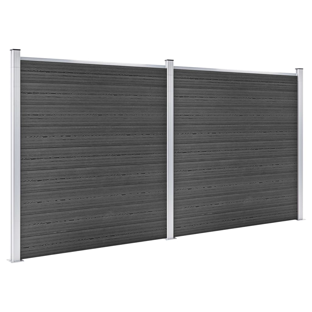 vidaXL Conjunto de painel de vedação WPC 353x186 cm preto