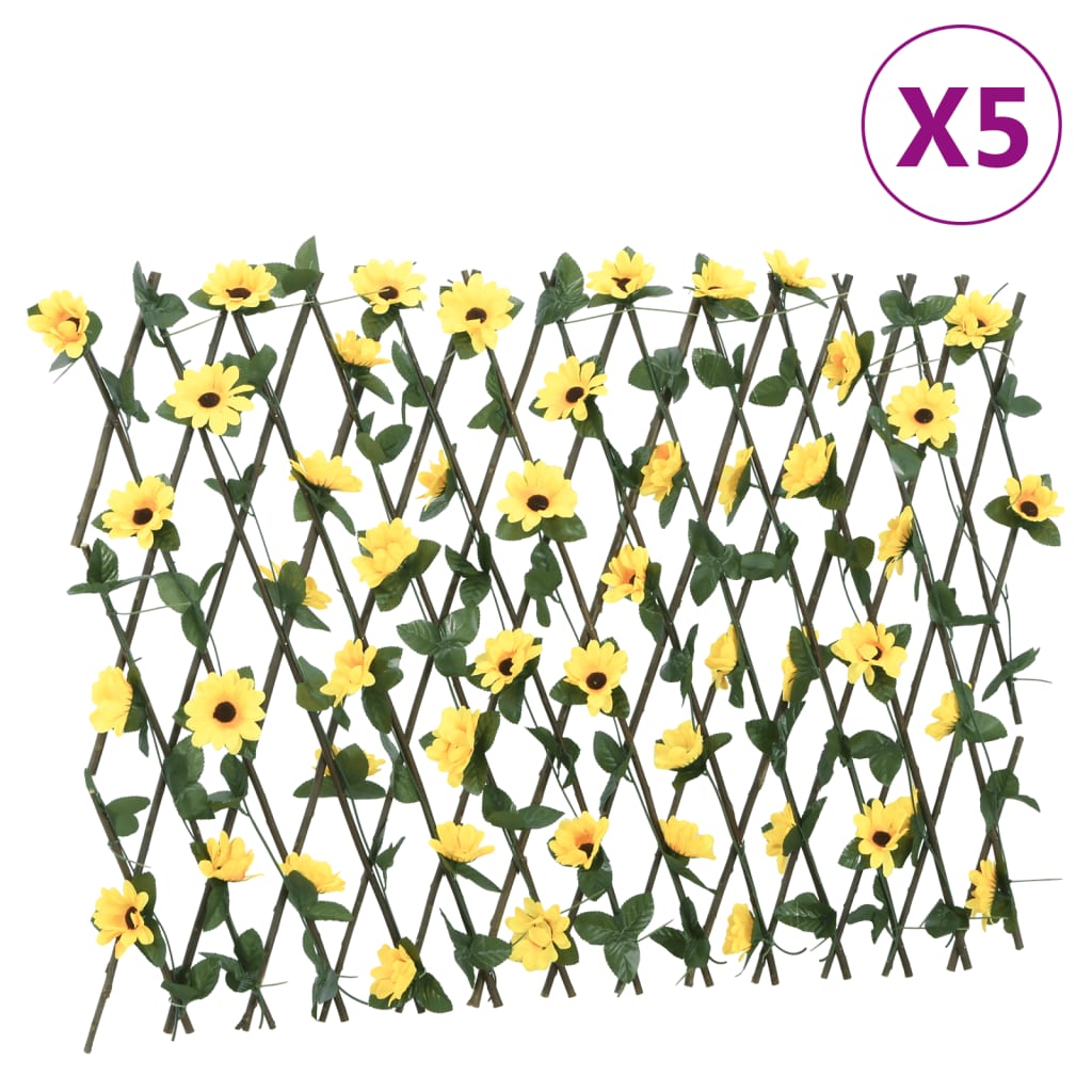 vidaXL Treliça de hera artificial extensível 5 pcs 180x60 cm amarelo