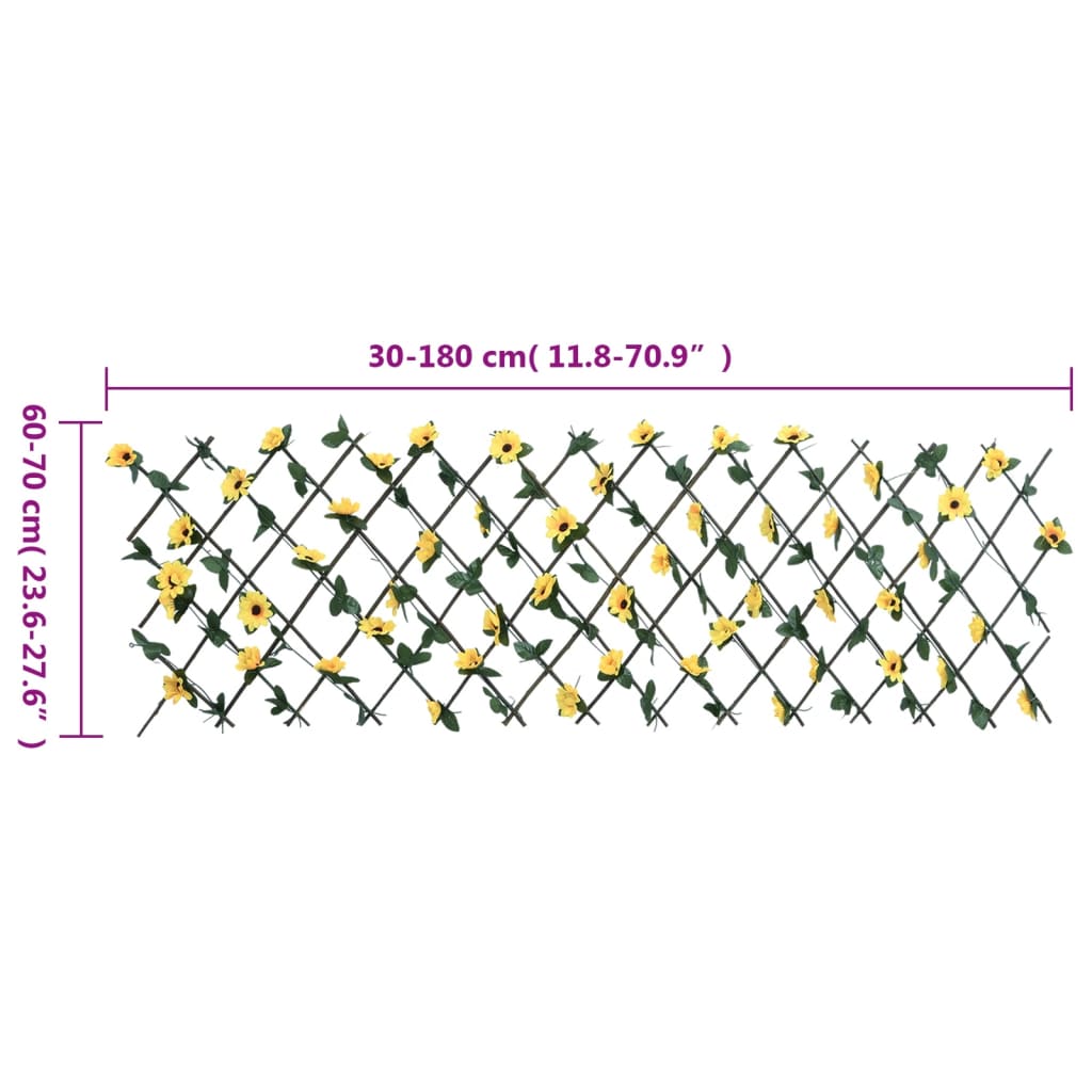 vidaXL Treliça de hera artificial extensível 5 pcs 180x60 cm amarelo