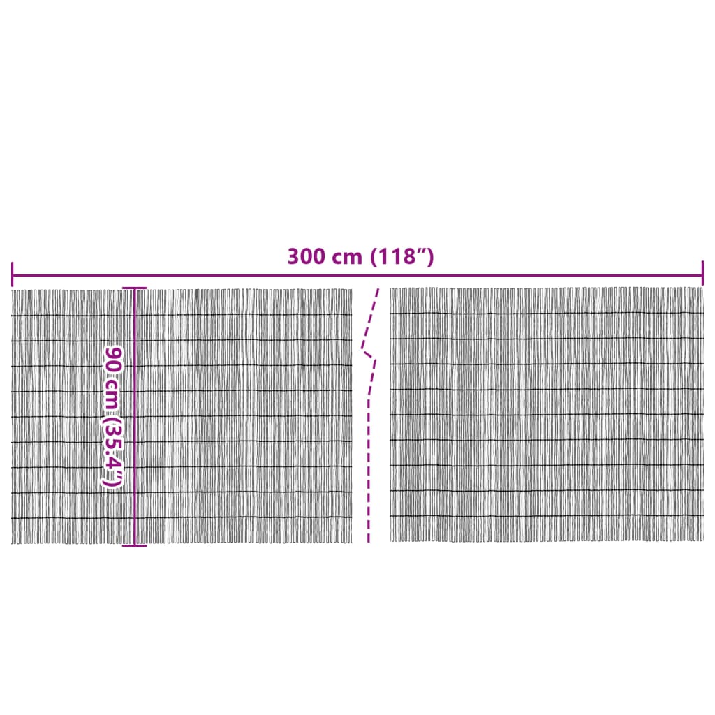 vidaXL Vedação de jardim 300x90 cm cana