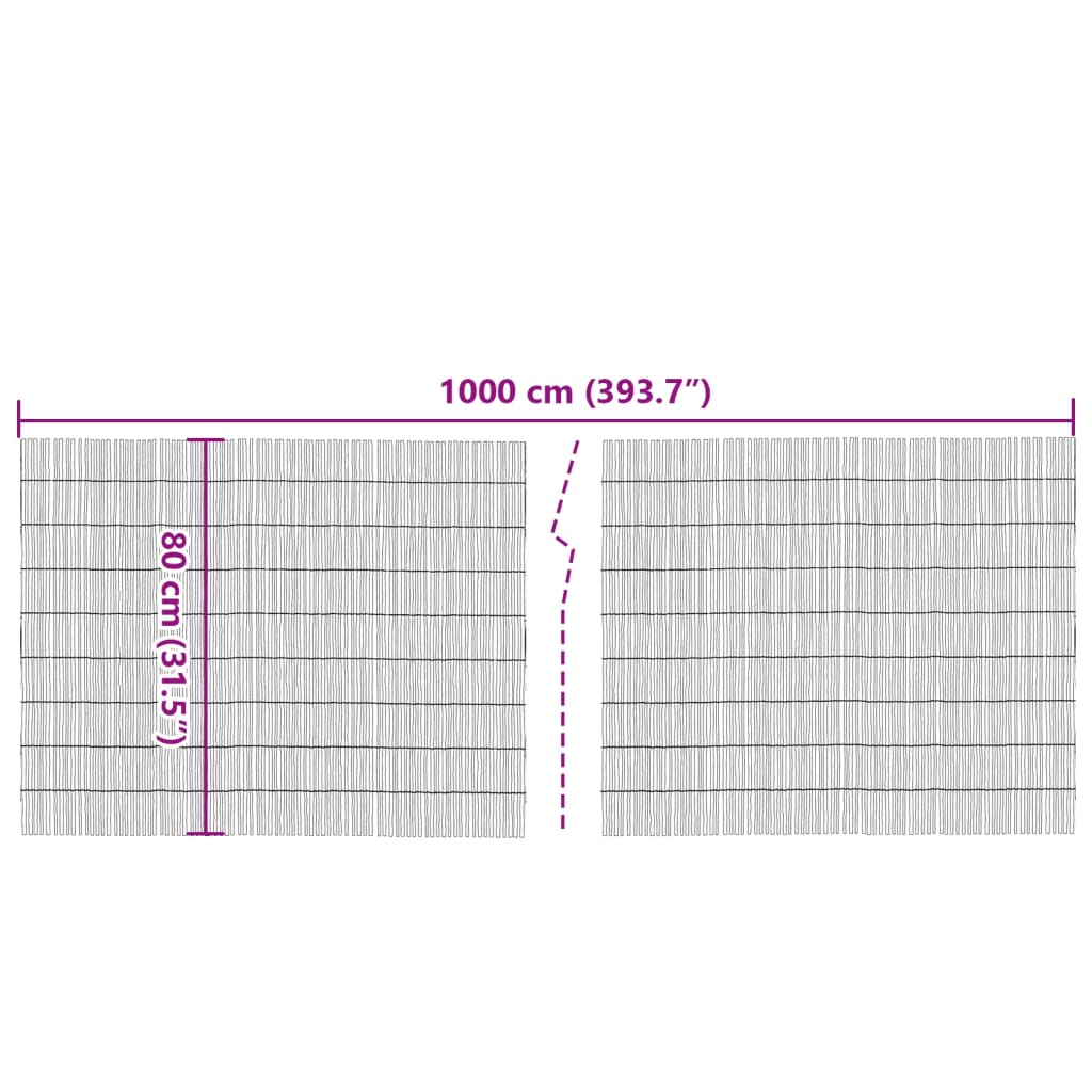 vidaXL Vedação de jardim 1000x80 cm cana