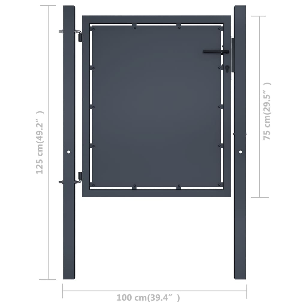 vidaXL Portão de jardim 100x75 cm aço antracite