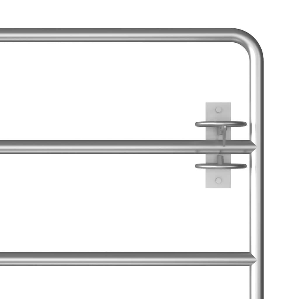 vidaXL Portão para campo 5 barras aço (150-400)x90 cm prateado