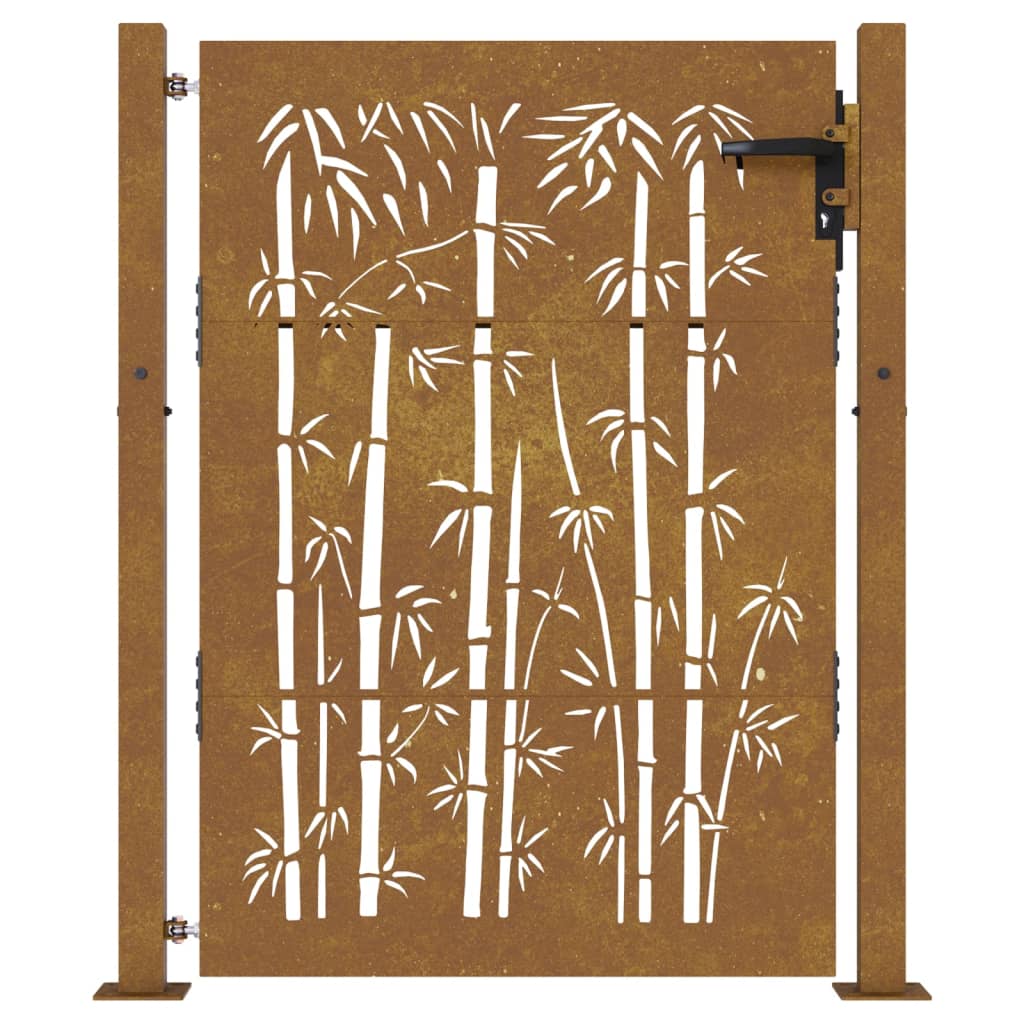 vidaXL Portão de jardim 105x155 cm aço corten design bambu