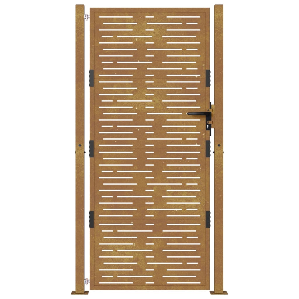 vidaXL Portão de jardim 105x205 cm aço corten design quadrados