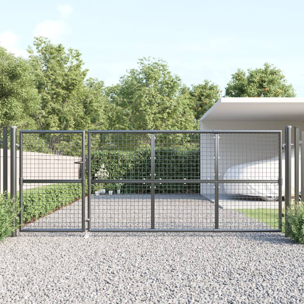 vidaXL Portão de rede para jardim 350x175 cm aço galvanizado antracite