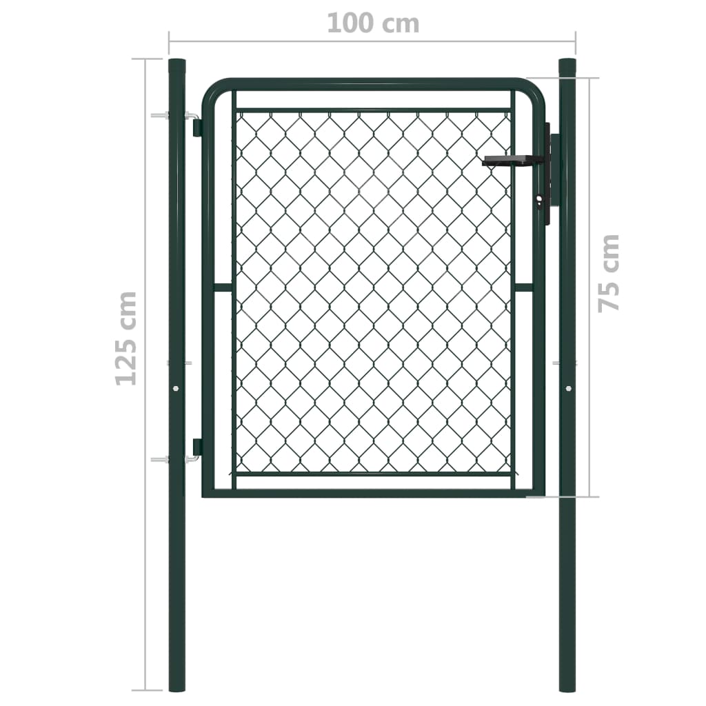 vidaXL Portão de jardim 100x75 cm aço verde