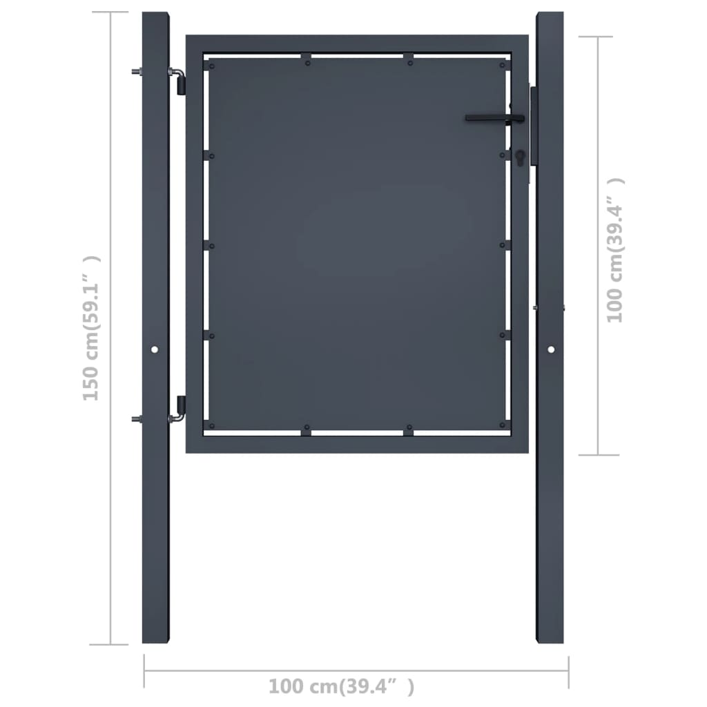 vidaXL Portão de jardim 100x100 cm aço antracite