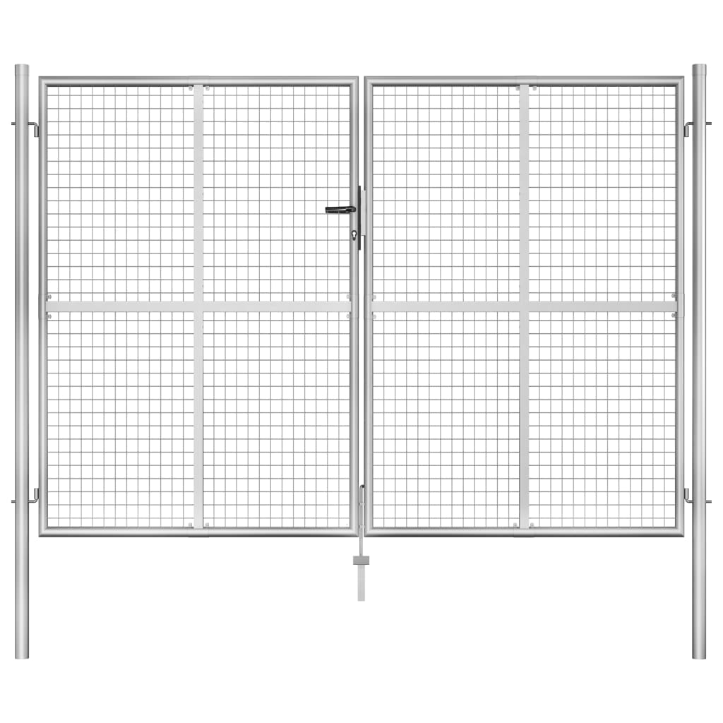 vidaXL Portão de jardim em aço galvanizado 306x225 cm prateado