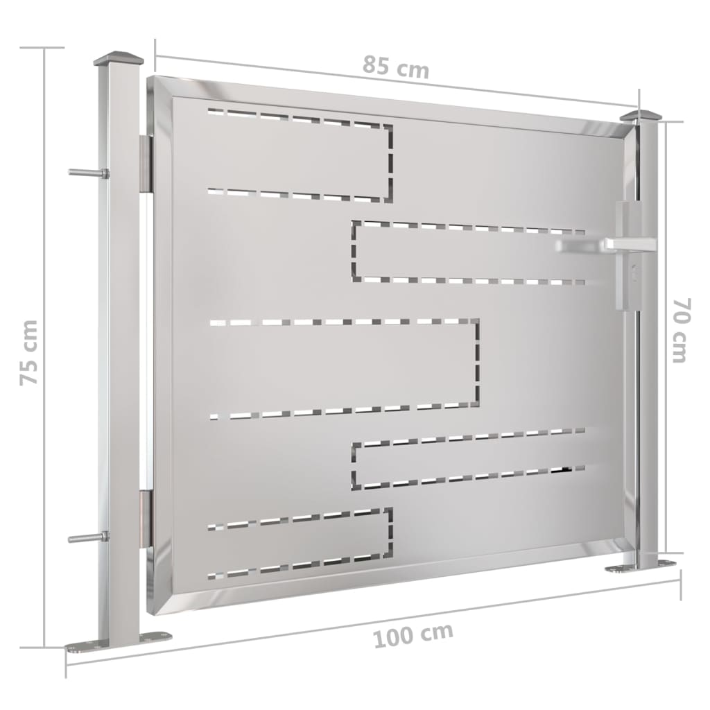 vidaXL Portão de jardim 100x75 cm aço inoxidável