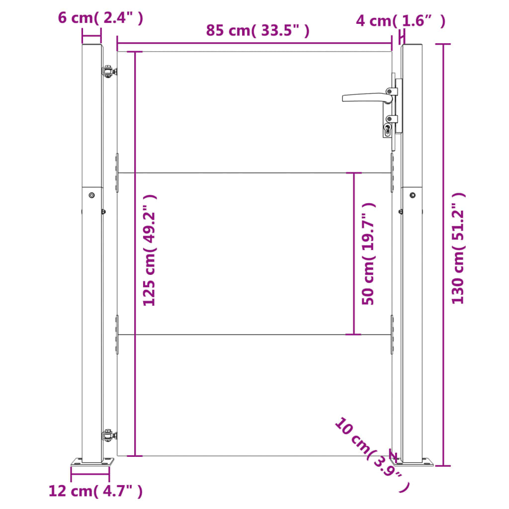 vidaXL Portão de jardim 105x130 cm aço corten