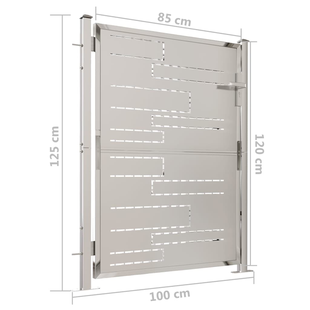 vidaXL Portão de jardim 100x125 cm aço inoxidável