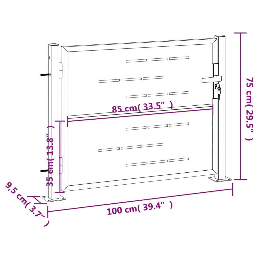 vidaXL Portão de jardim 100x75 cm aço inoxidável
