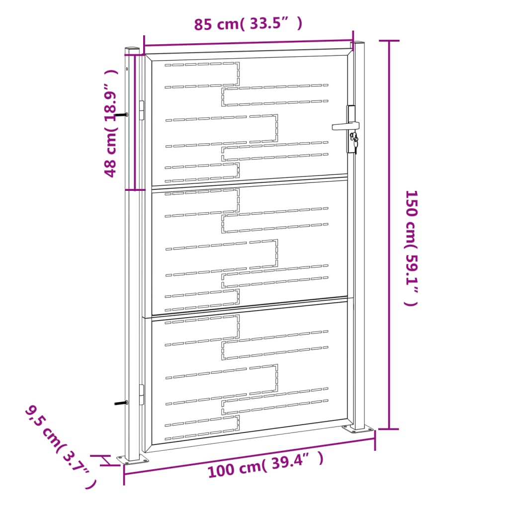 vidaXL Portão de jardim 100x150 cm aço inoxidável