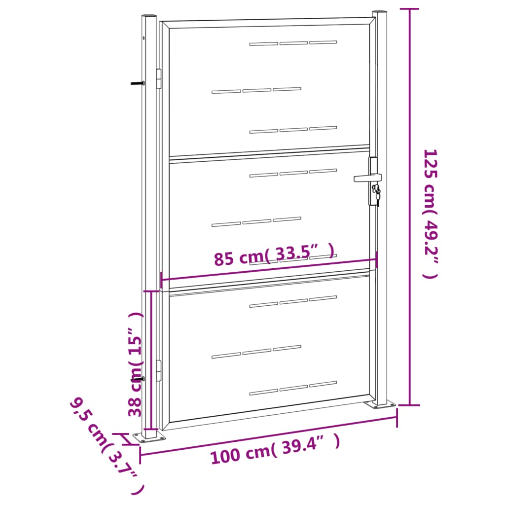 vidaXL Portão de jardim 100x125 cm aço inoxidável