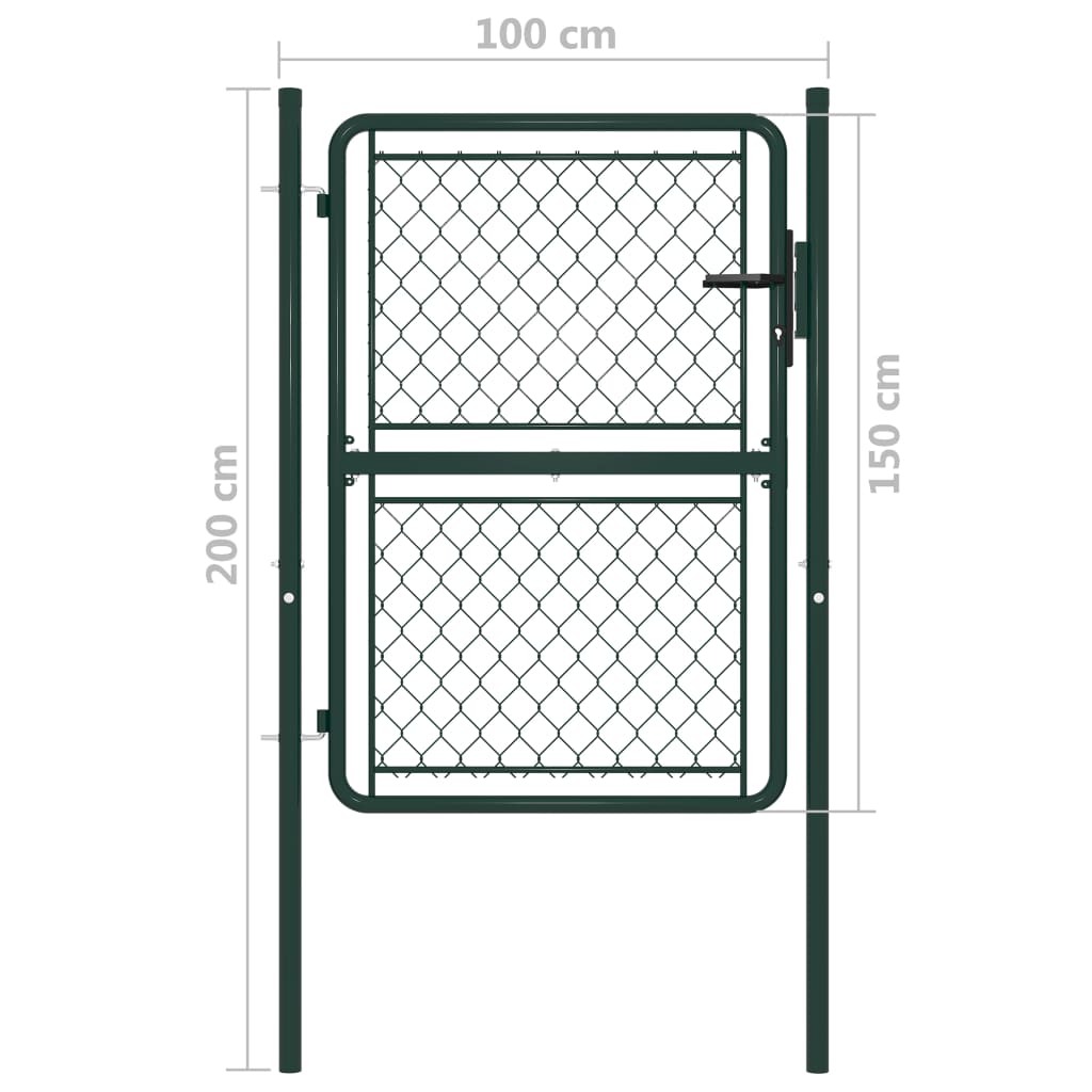 vidaXL Portão de jardim 100x150 cm aço verde