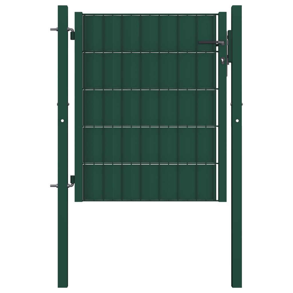 vidaXL Portão de cerca 100x101 cm PVC e aço verde