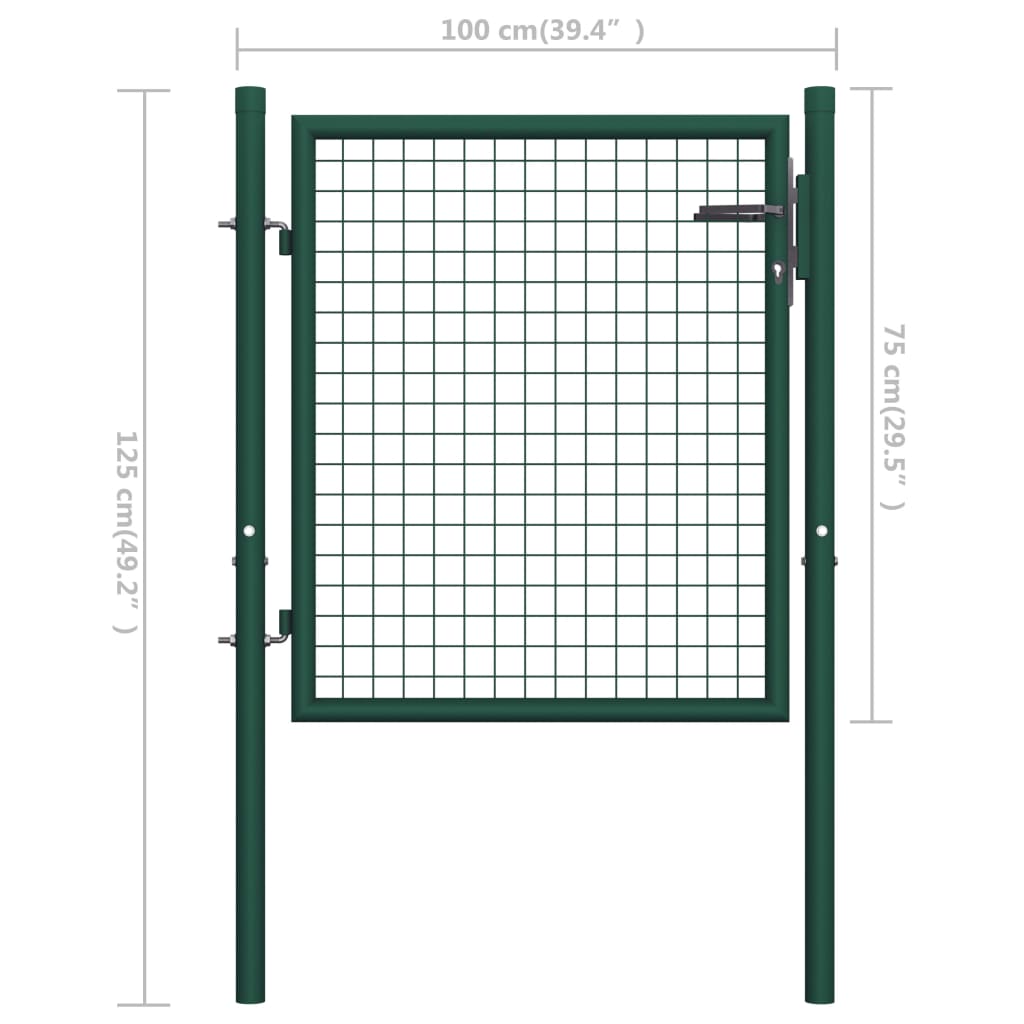 vidaXL Portão de cerca 100x75 cm aço verde