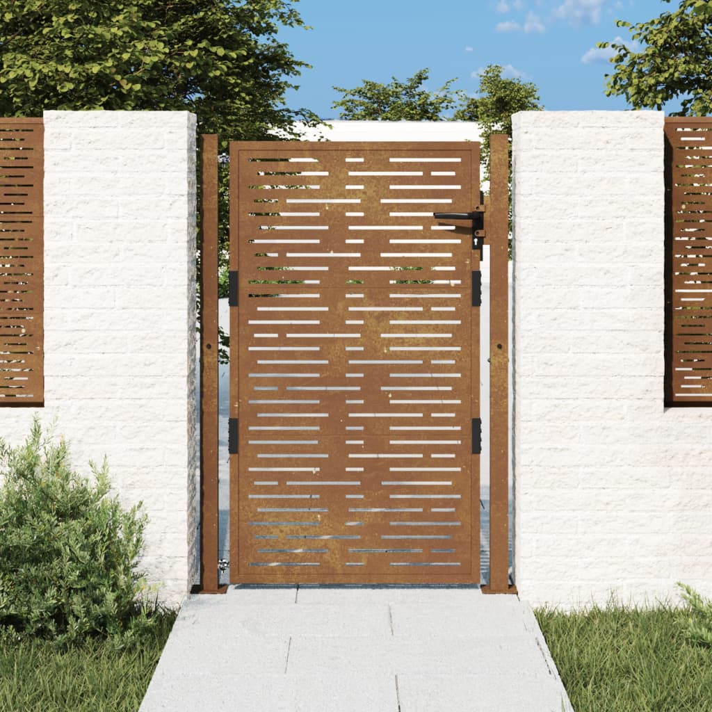 vidaXL Portão de jardim 105x155 cm aço corten design quadrados