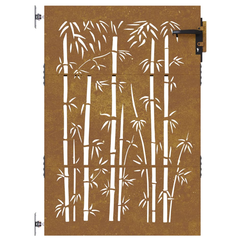 vidaXL Portão de jardim 85x150 cm aço corten design bambu