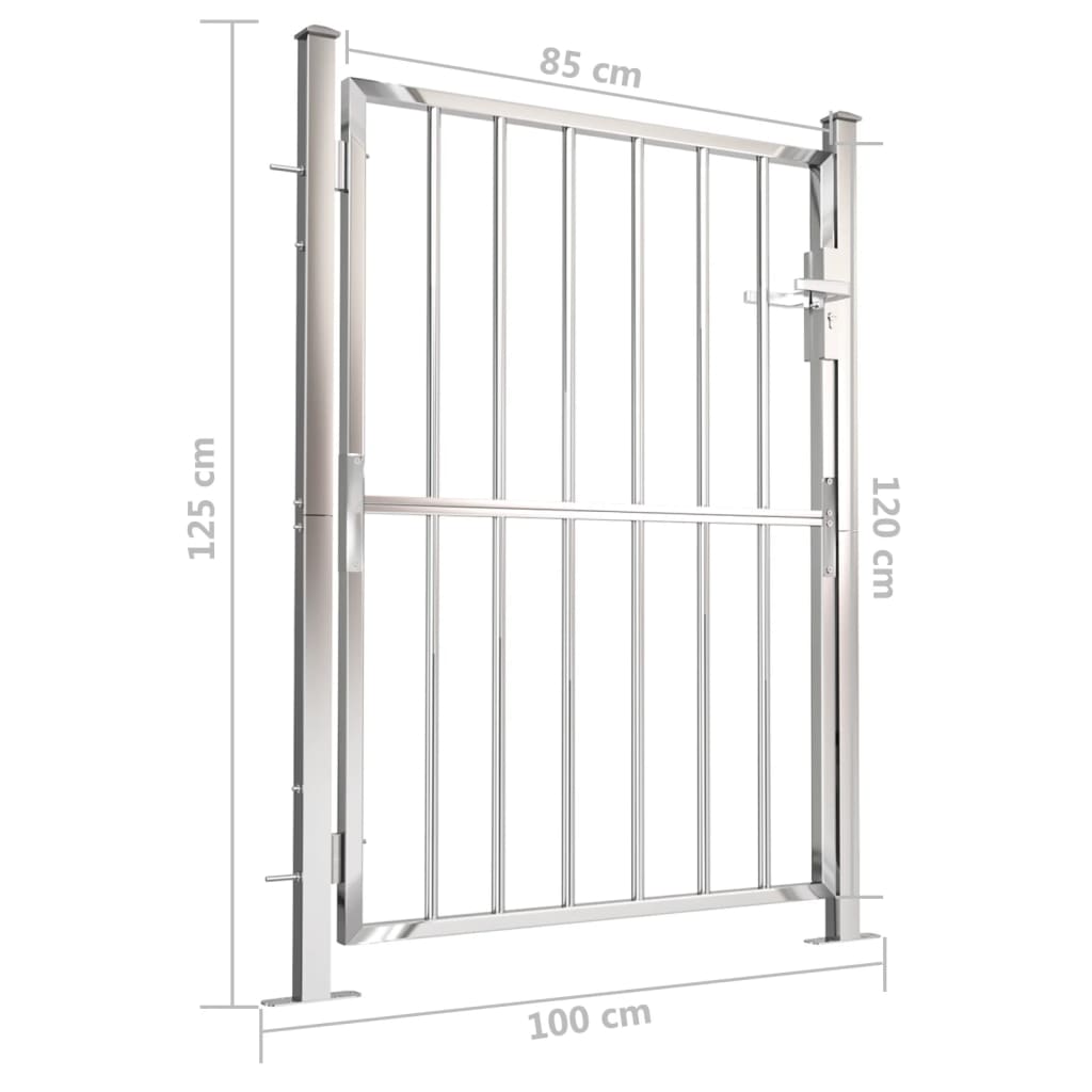 vidaXL Portão de jardim 100x125 cm aço inoxidável