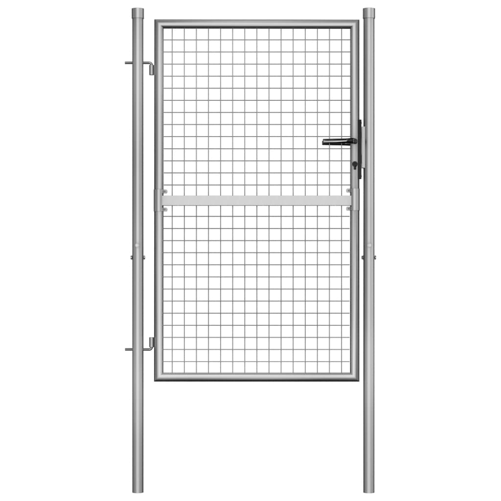 vidaXL Portão de jardim em aço galvanizado 105x175 cm prateado