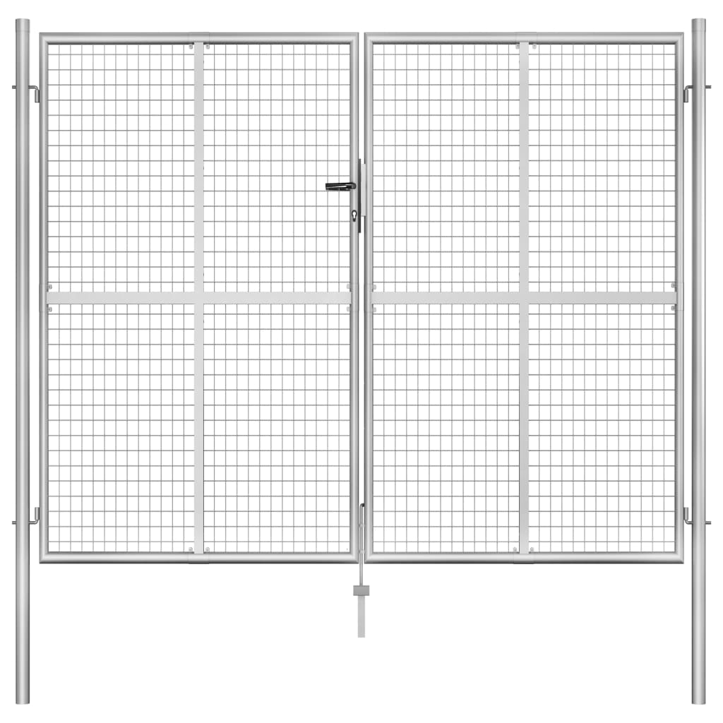 vidaXL Portão de jardim em aço galvanizado 306x250 cm prateado