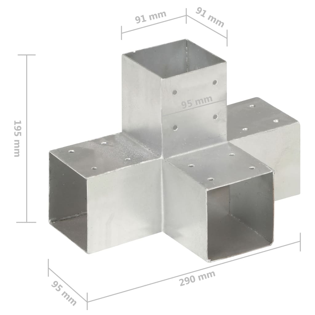 vidaXL Base para poste em forma de X 91x91 mm metal galvanizado