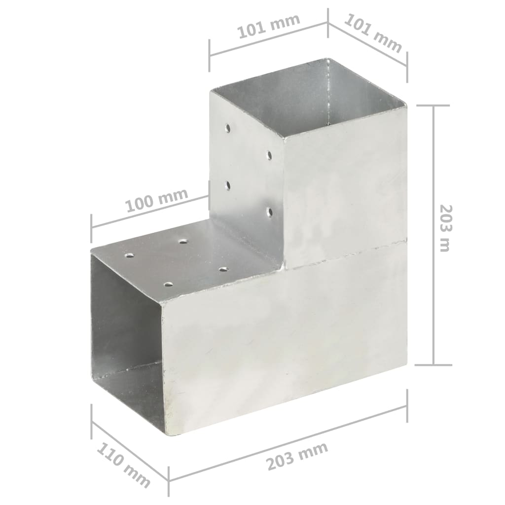 vidaXL Base para poste em forma de L 101x101 mm metal galvanizado