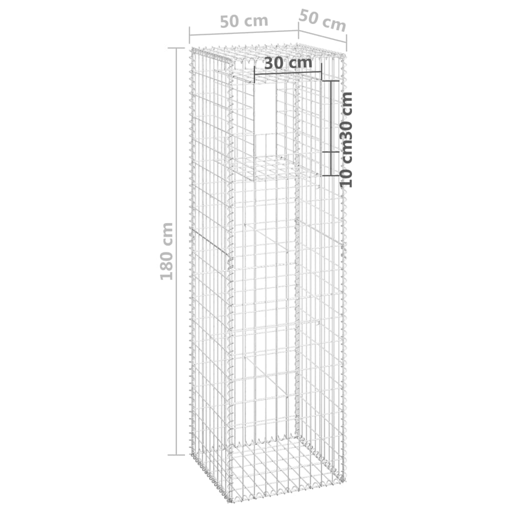 vidaXL Postes/cestos gabião 2 pcs 50x50x180 cm ferro