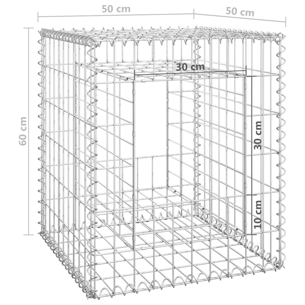 vidaXL Postes/cestos gabião 2 pcs 50x50x60 cm ferro