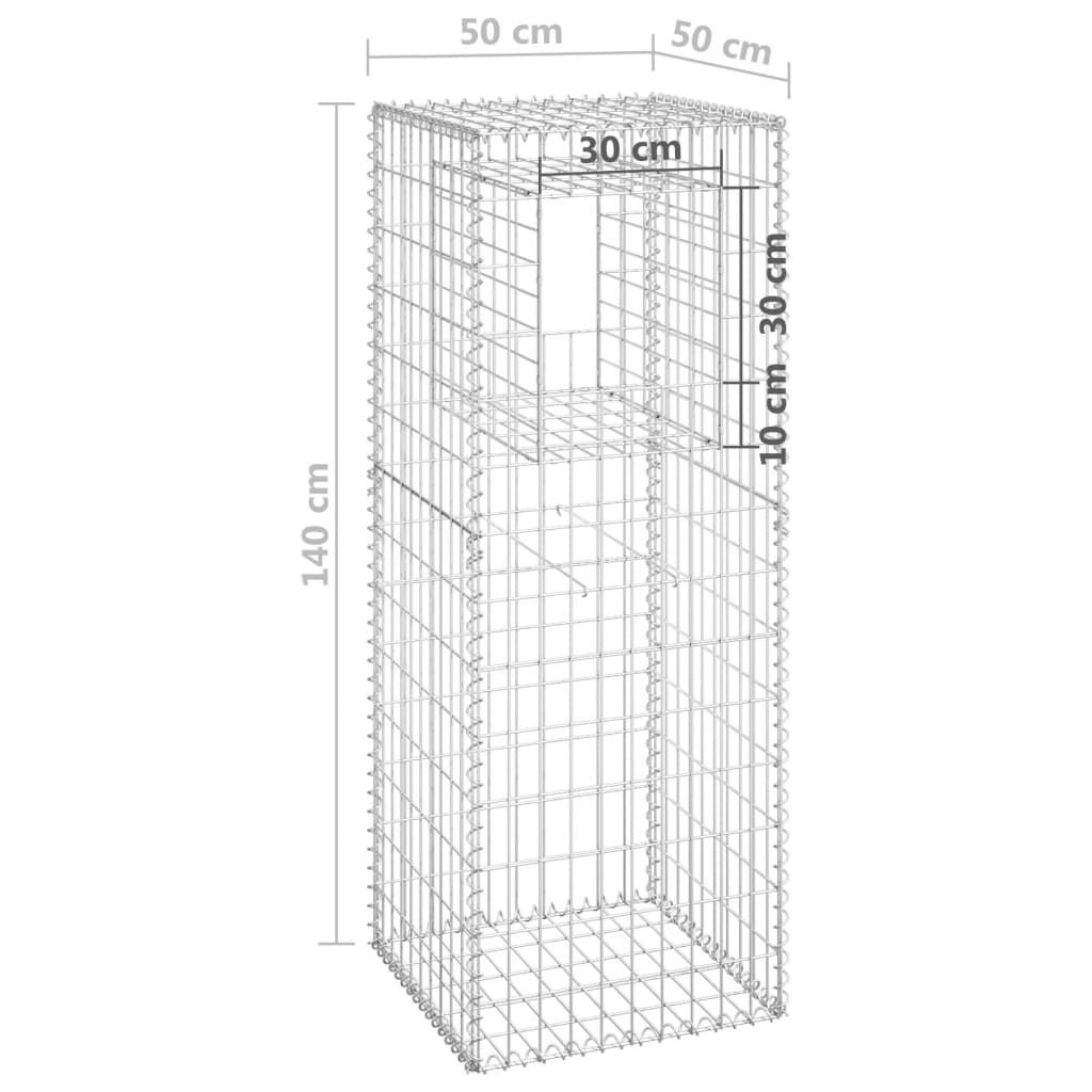 vidaXL Postes/cestos gabião 2 pcs 50x50x140 cm ferro