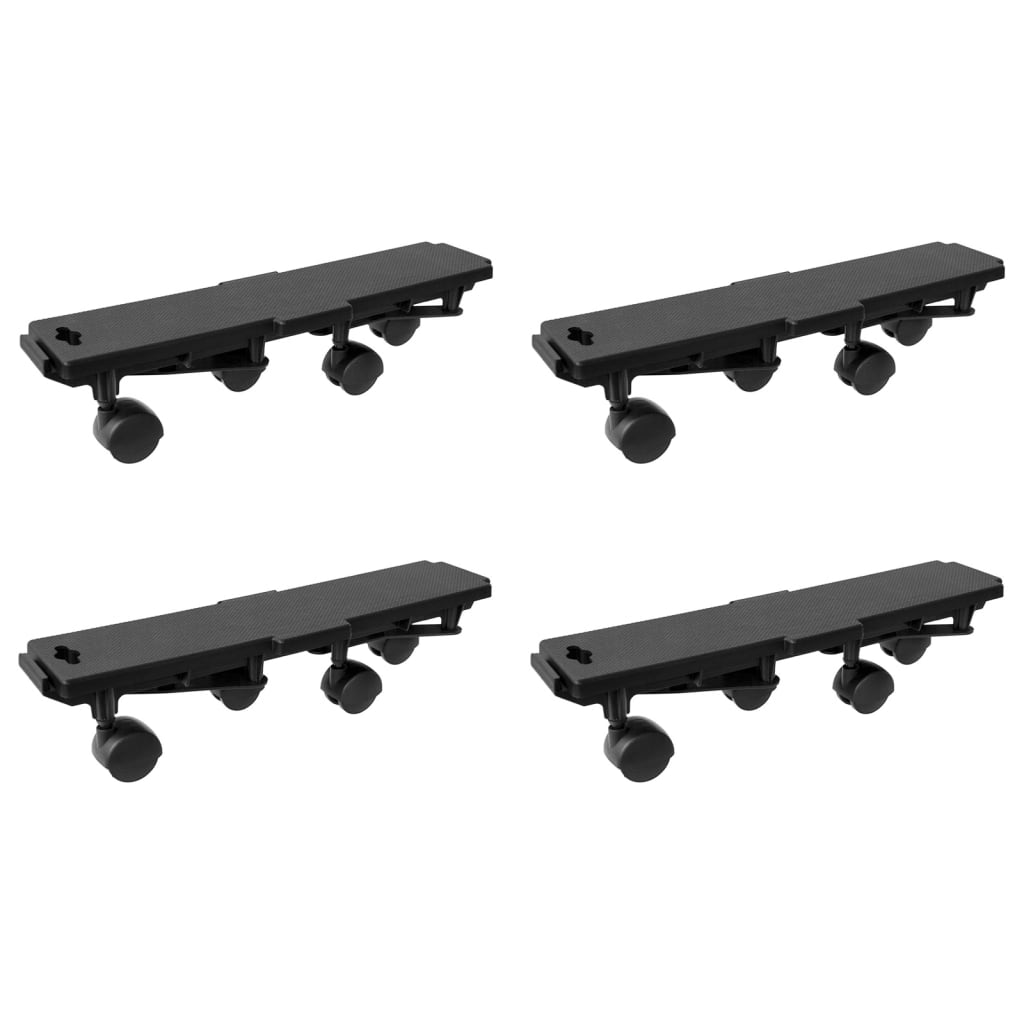 vidaXL Carrinhos de transporte 4 rodas 4 pcs polipropileno 170kg preto