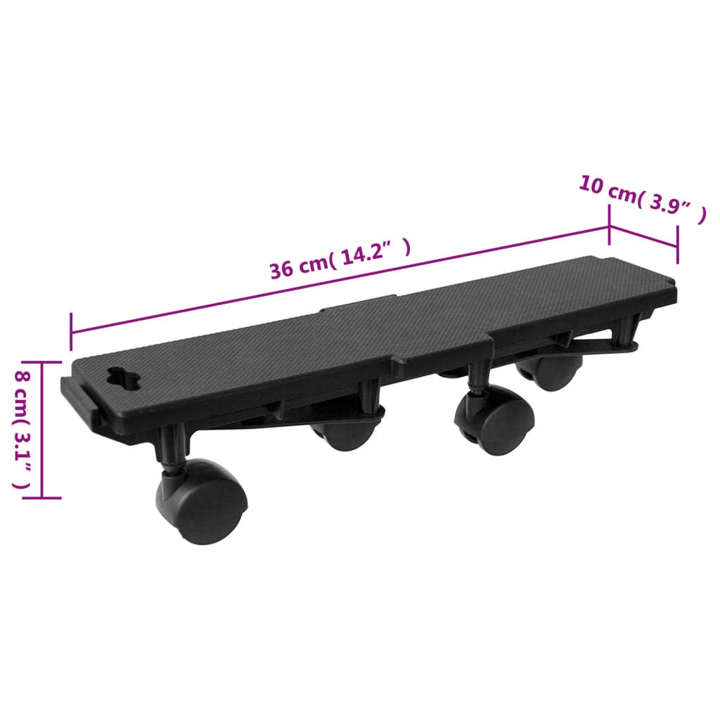 vidaXL Carrinhos de transporte 4 rodas 4 pcs polipropileno 170kg preto