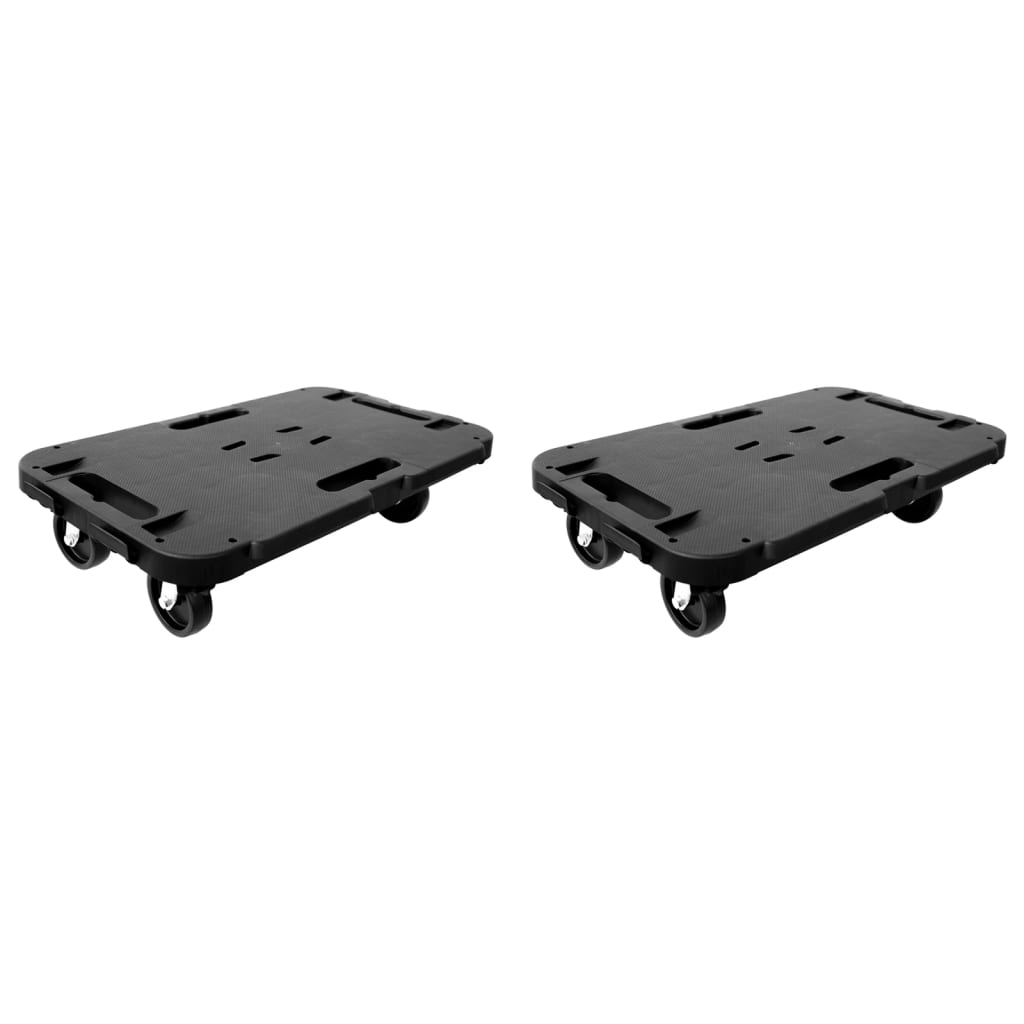 vidaXL Carrinhos de transporte 2 pcs 300 kg polipropileno preto