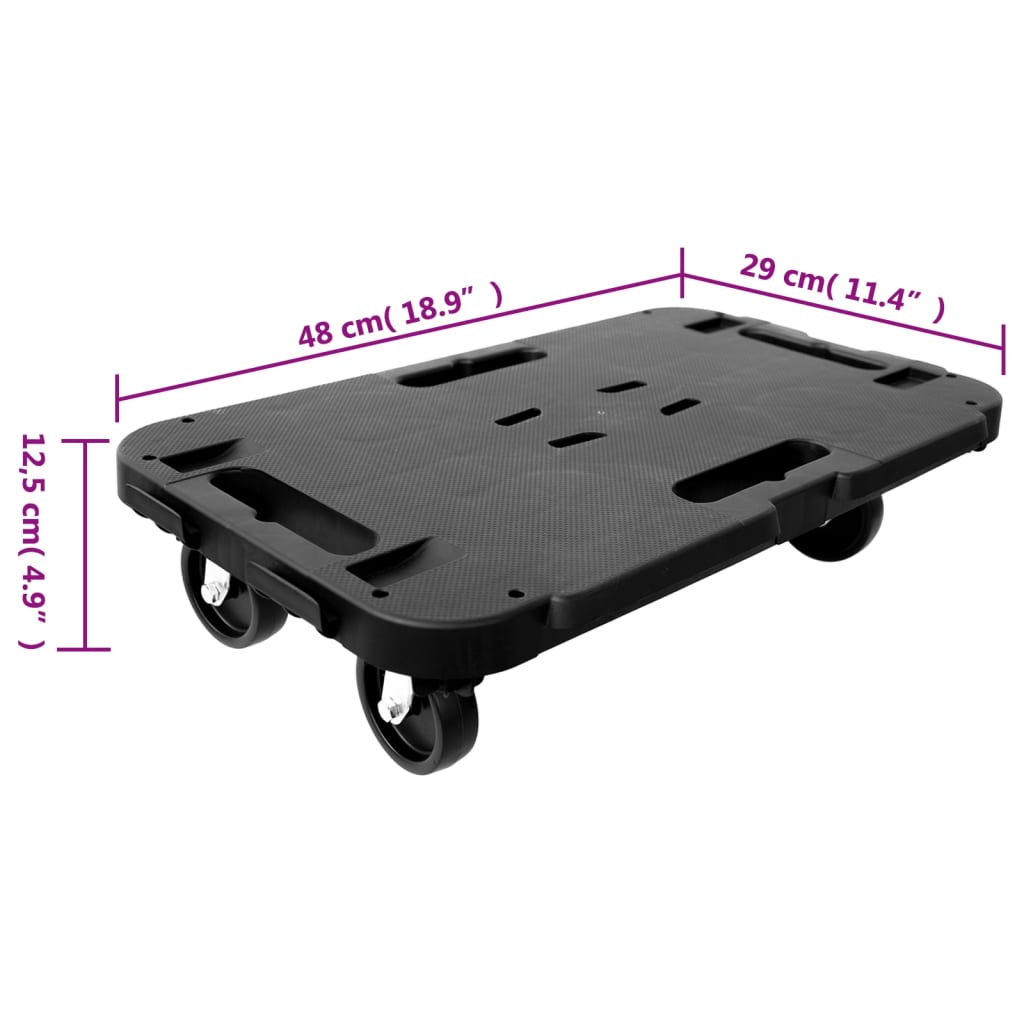 vidaXL Carrinhos de transporte 2 pcs 300 kg polipropileno preto