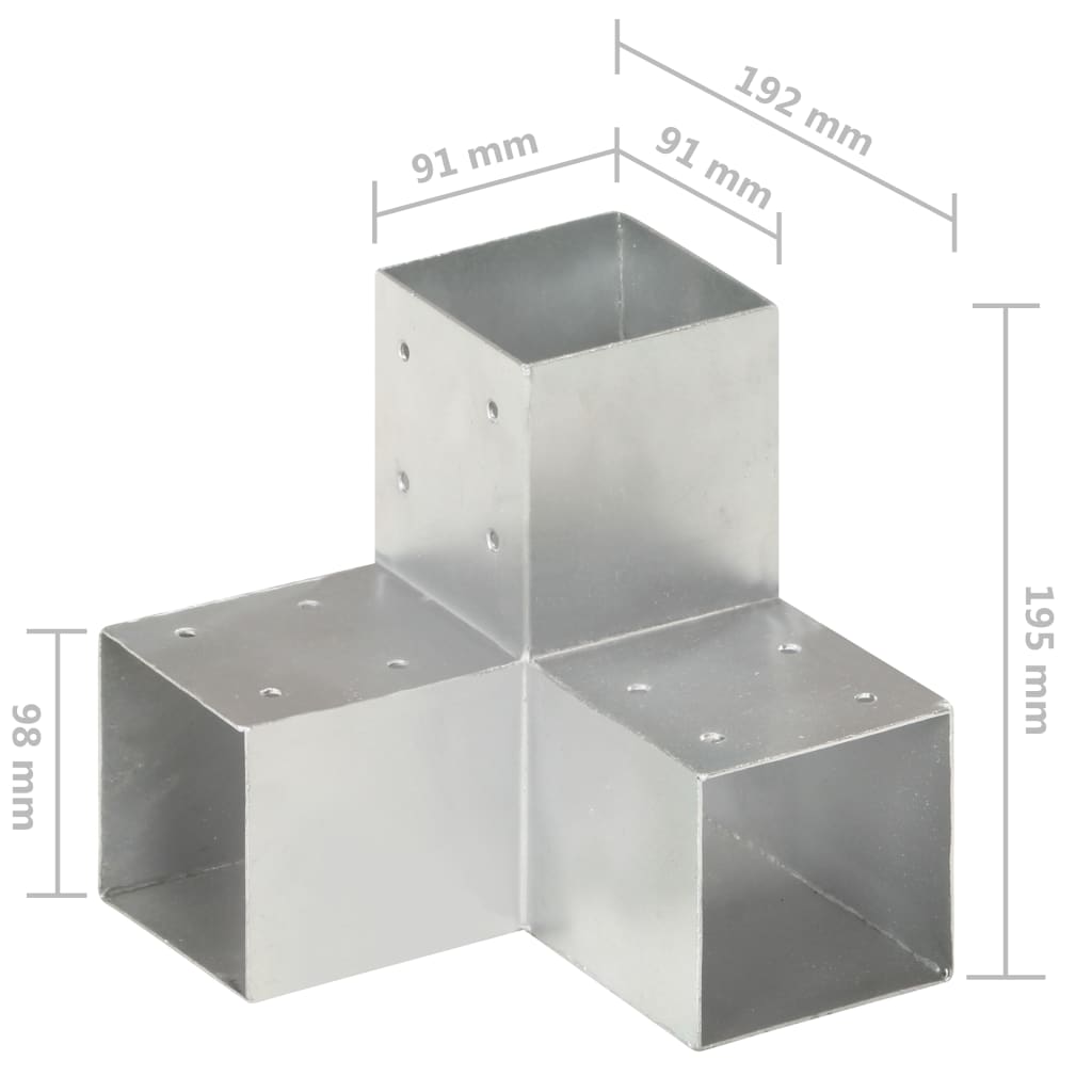 vidaXL Base para poste em forma de Y 91x91 mm metal galvanizado